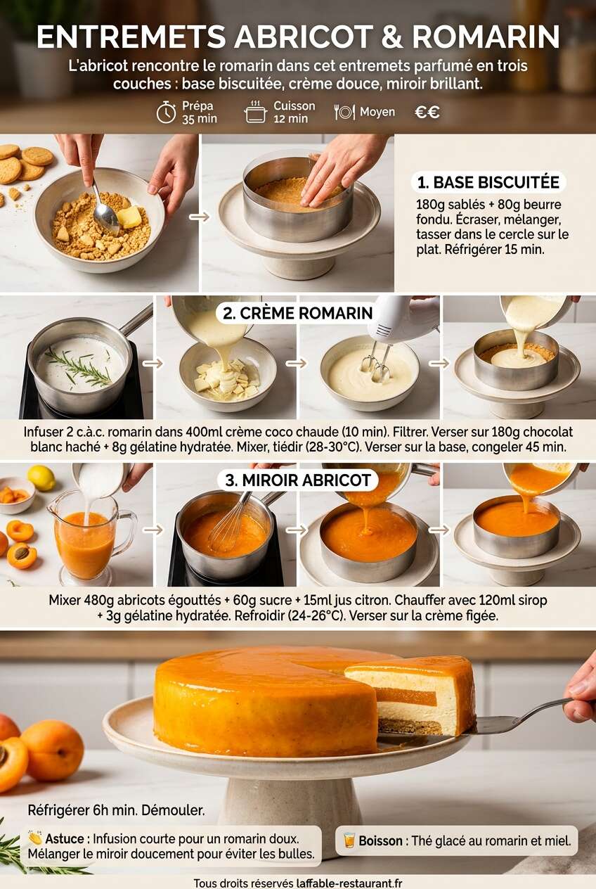Fiche recette Recette d'entremets abricot et romarin Fiche recette Recette d'entremets abricot et romarin