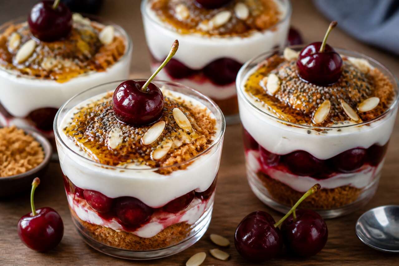 Recette de verrines aux cerises : dessert sain et gourmand