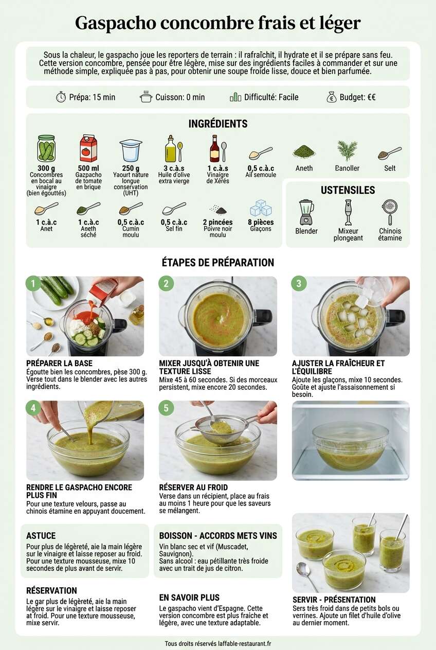 Fiche recette Recette de gaspacho concombre frais et léger Fiche recette Recette de gaspacho concombre frais et léger