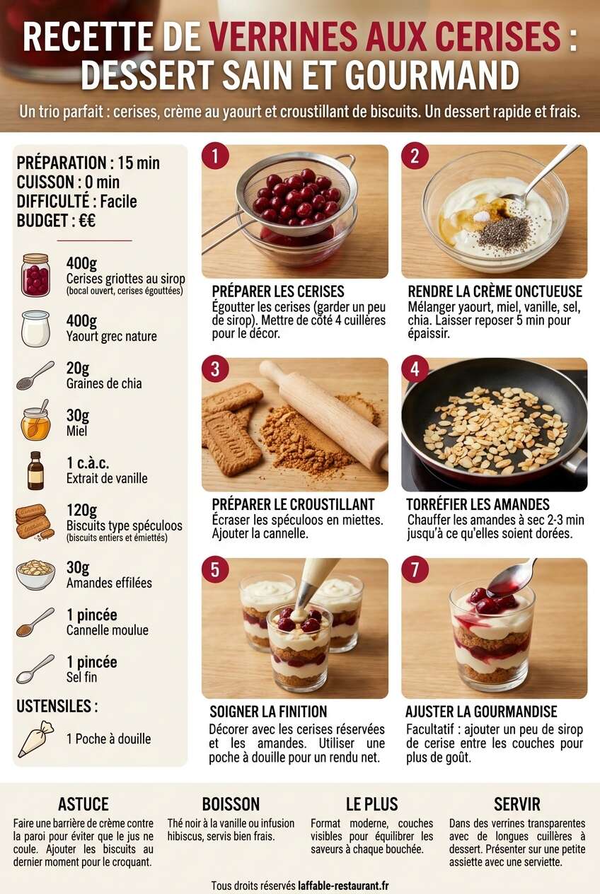 Fiche recette Recette de verrines aux cerises : dessert sain et gourmand
