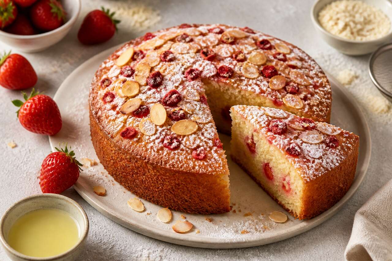 Recette du cake aux amandes et aux fraises