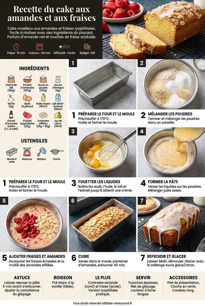 Fiche recette Recette du cake aux amandes et aux fraises