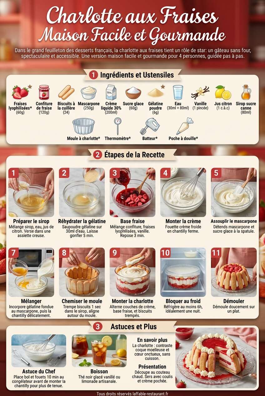 Fiche recette Recette de charlotte aux fraises maison facile et gourmande Fiche recette Recette de charlotte aux fraises maison facile et gourmande