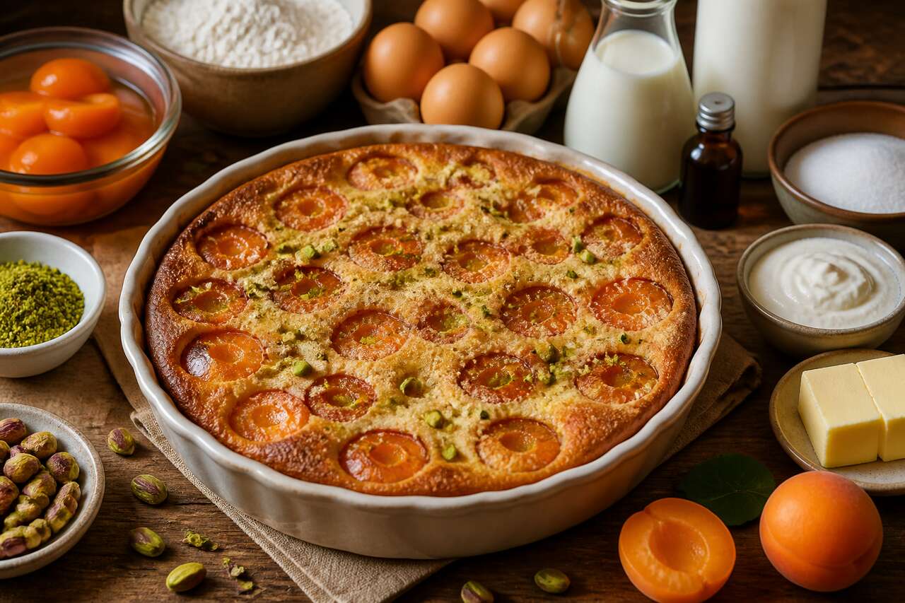 Recette du clafoutis aux abricots et à la pistache