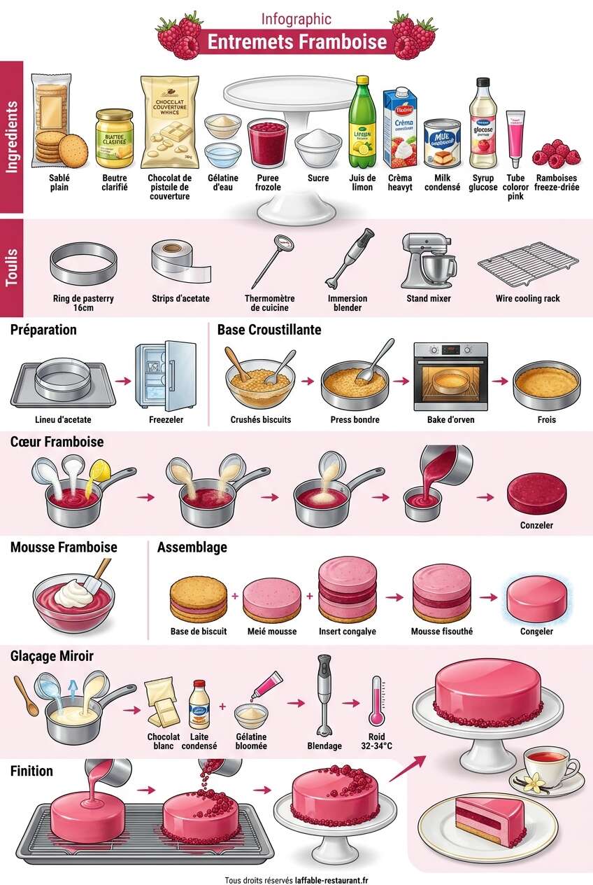 Fiche recette Recette d'entremets inspiration framboise Fiche recette Recette d'entremets inspiration framboise