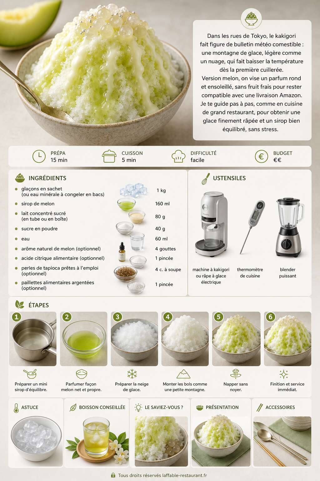 Fiche recette Recette de kakigori au melon Fiche recette Recette de kakigori au melon