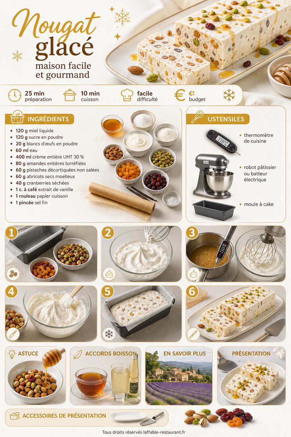 Fiche recette Recette du nougat glacé maison facile et gourmand Fiche recette Recette du nougat glacé maison facile et gourmand