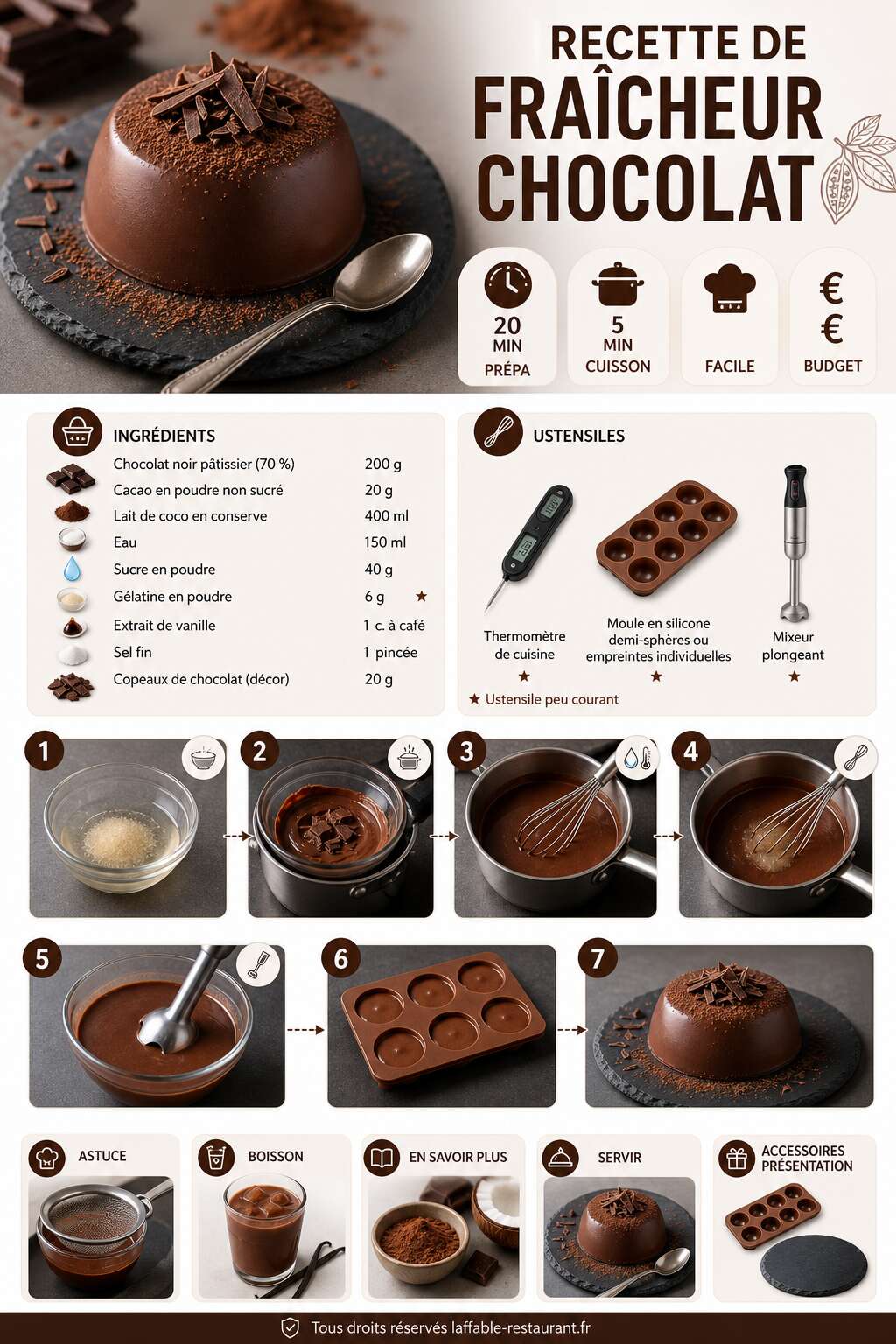 Fiche recette Recette de fraîcheur chocolat Fiche recette Recette de fraîcheur chocolat