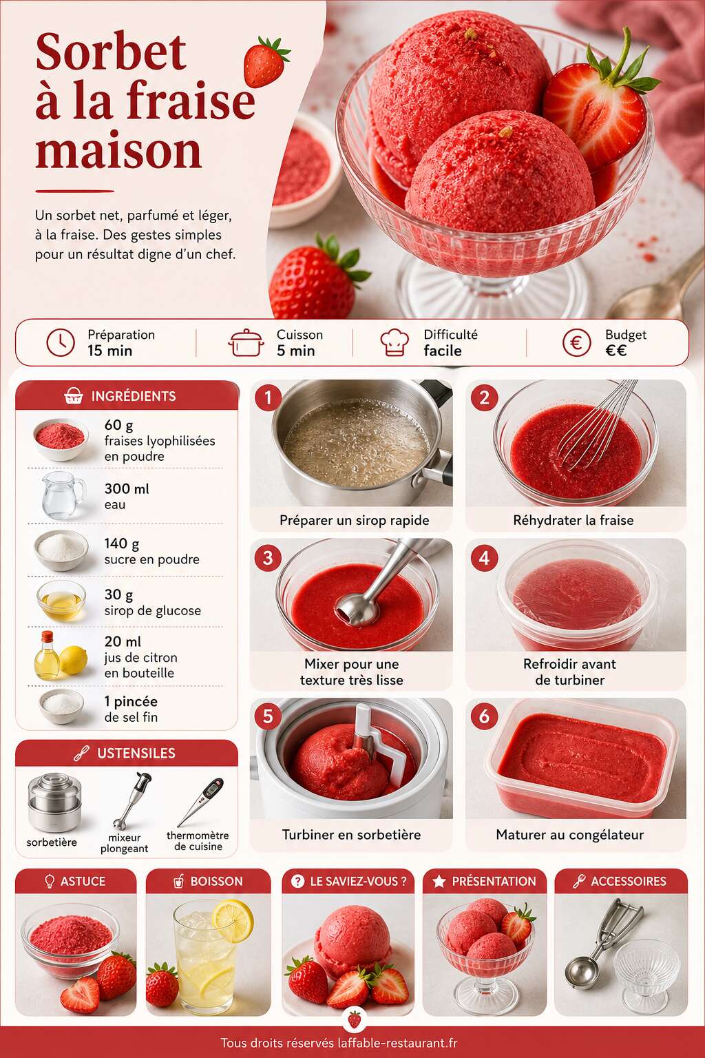 Fiche recette Recette de sorbet à la fraise maison Fiche recette Recette de sorbet à la fraise maison