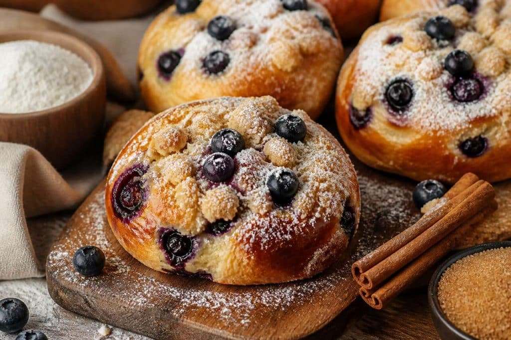 Recette de brioches au streusel et aux myrtilles