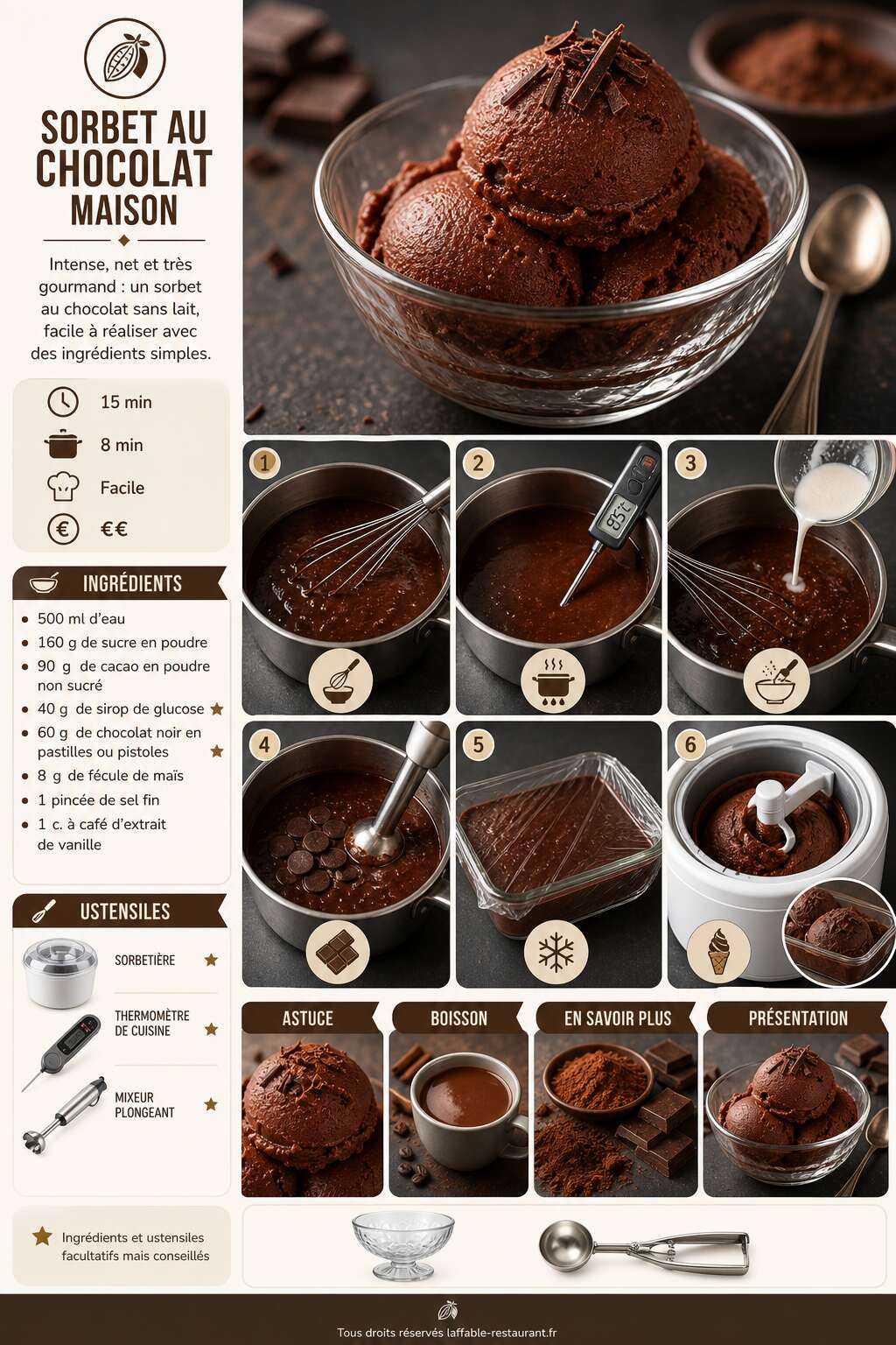 Fiche recette Recette de sorbet au chocolat maison Fiche recette Recette de sorbet au chocolat maison