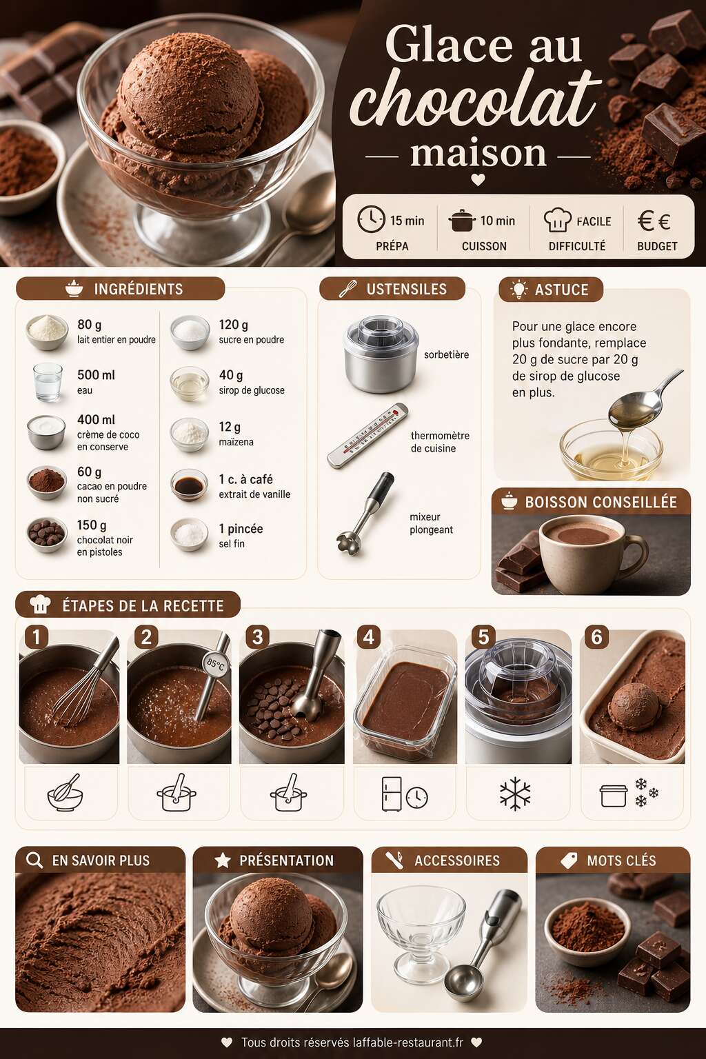 Fiche recette Recette de glace au chocolat maison Fiche recette Recette de glace au chocolat maison