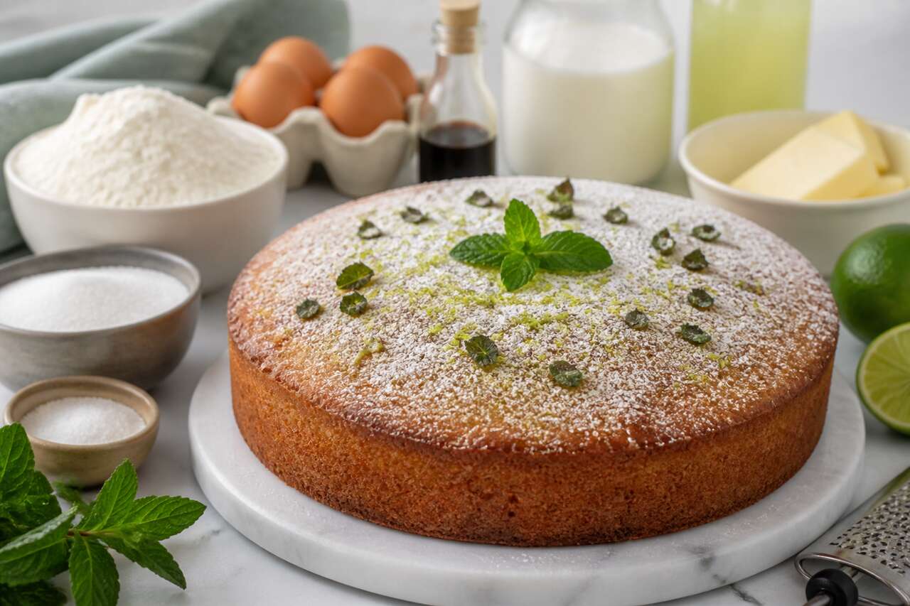 Recette du cake au citron vert et à la menthe