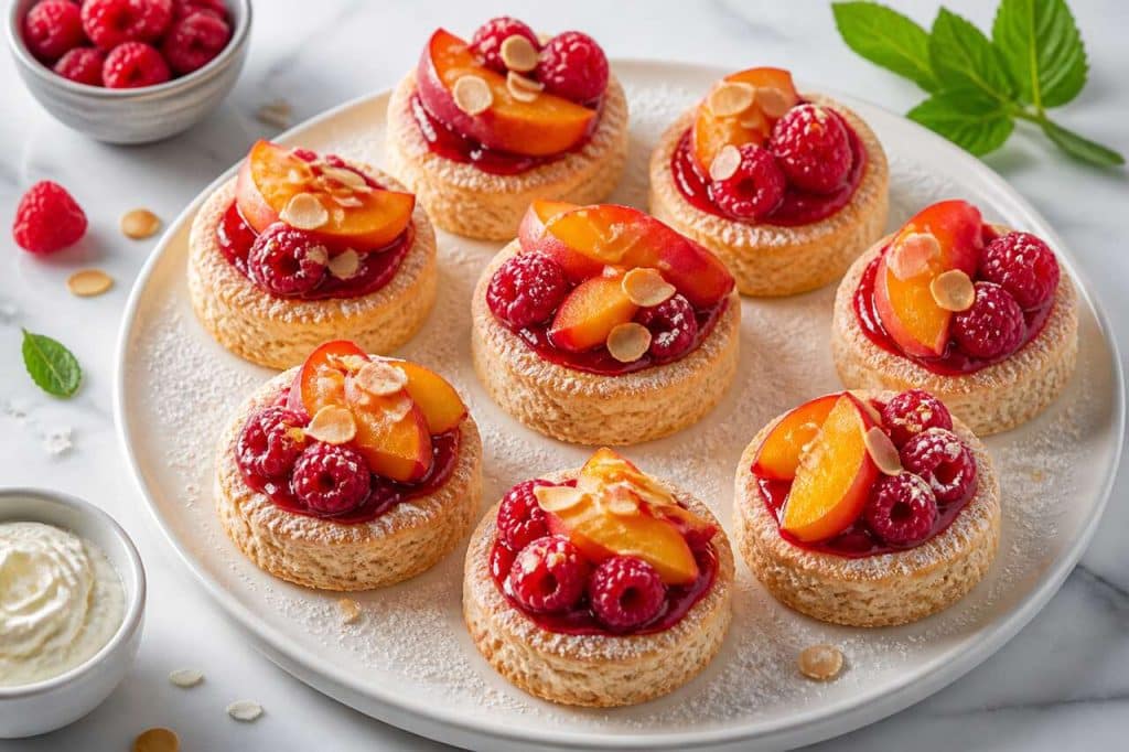 Recette de dacquoises aux framboises et nectarines