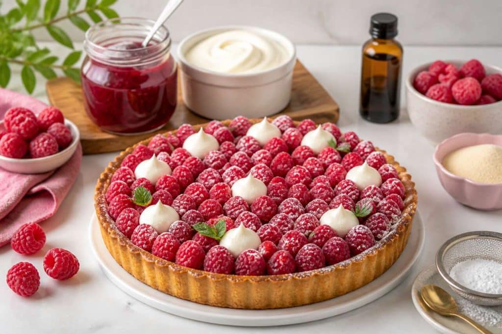 Recette de tarte aux framboises facile et gourmande