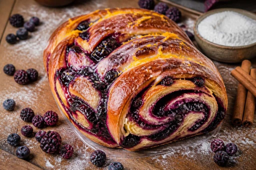 Recette de brioche roulée aux myrtilles et mûres