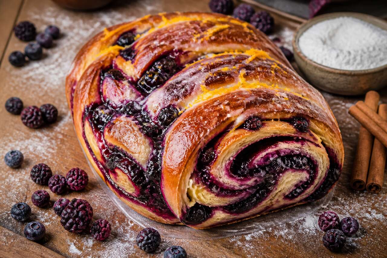 Recette de brioche roulée aux myrtilles et mûres