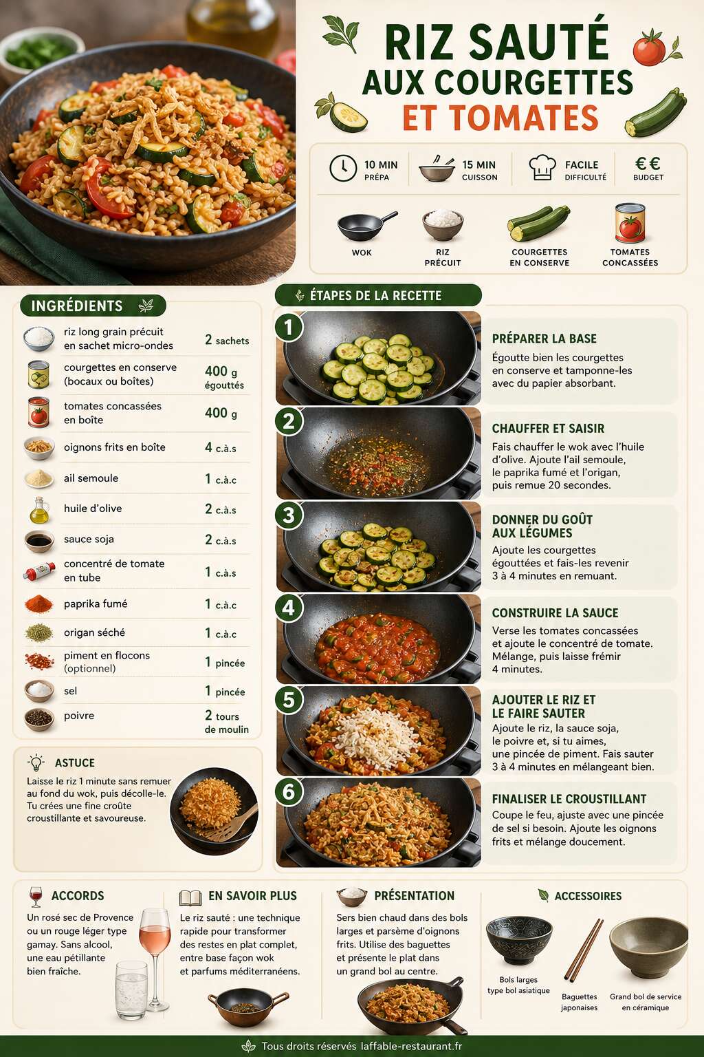 Fiche recette Riz sauté aux courgettes et tomates : recette facile et savoureuse Fiche recette Riz sauté aux courgettes et tomates : recette facile et savoureuse