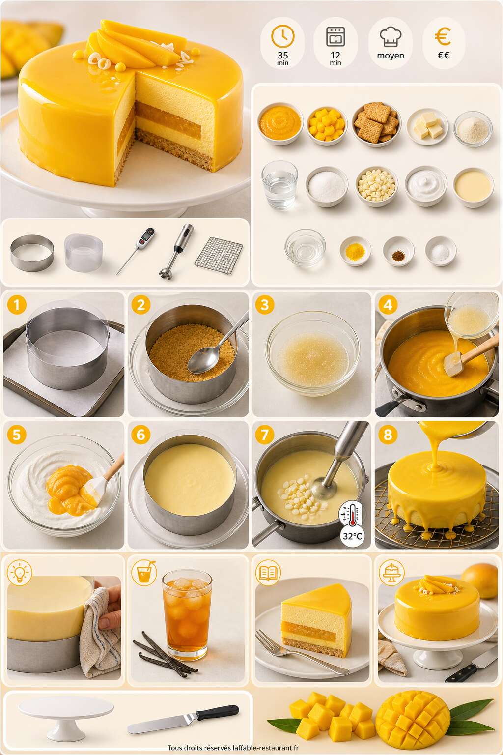 Fiche recette Recette d'entremets à la mangue Fiche recette Recette d'entremets à la mangue
