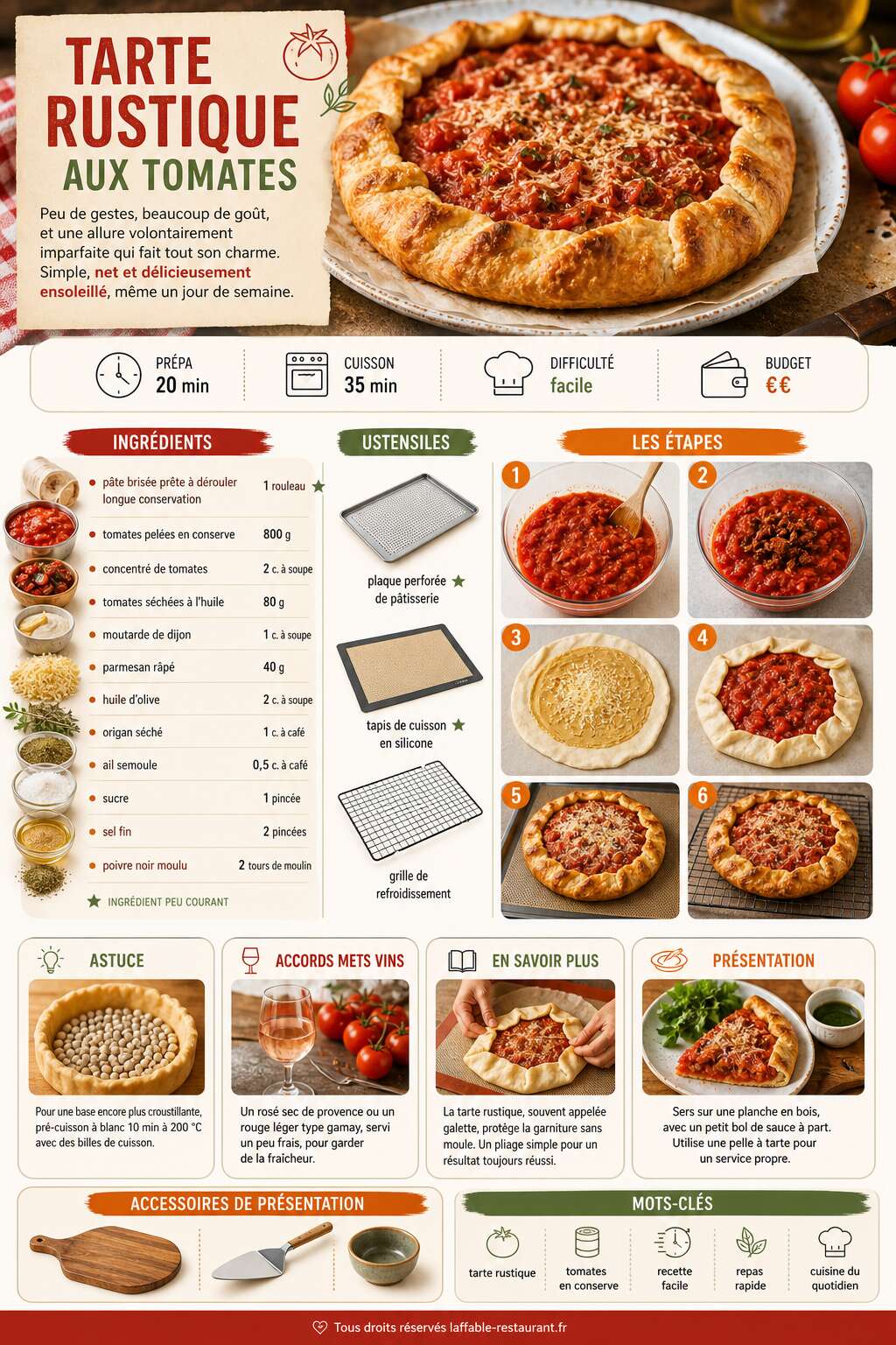Fiche recette Recette de tarte rustique aux tomates : simple et délicieuse Fiche recette Recette de tarte rustique aux tomates : simple et délicieuse