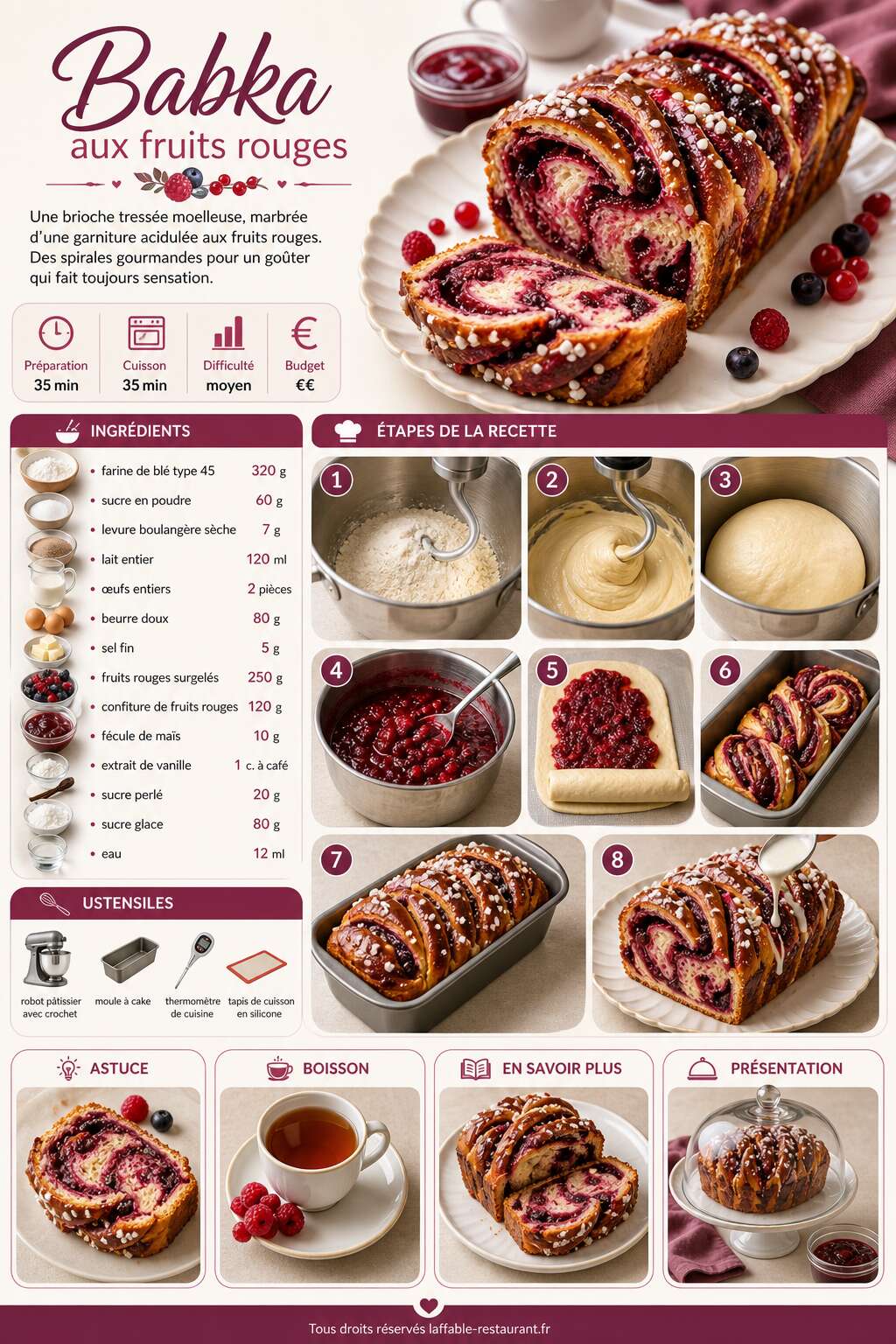 Fiche recette Recette de babka aux fruits rouges Fiche recette Recette de babka aux fruits rouges