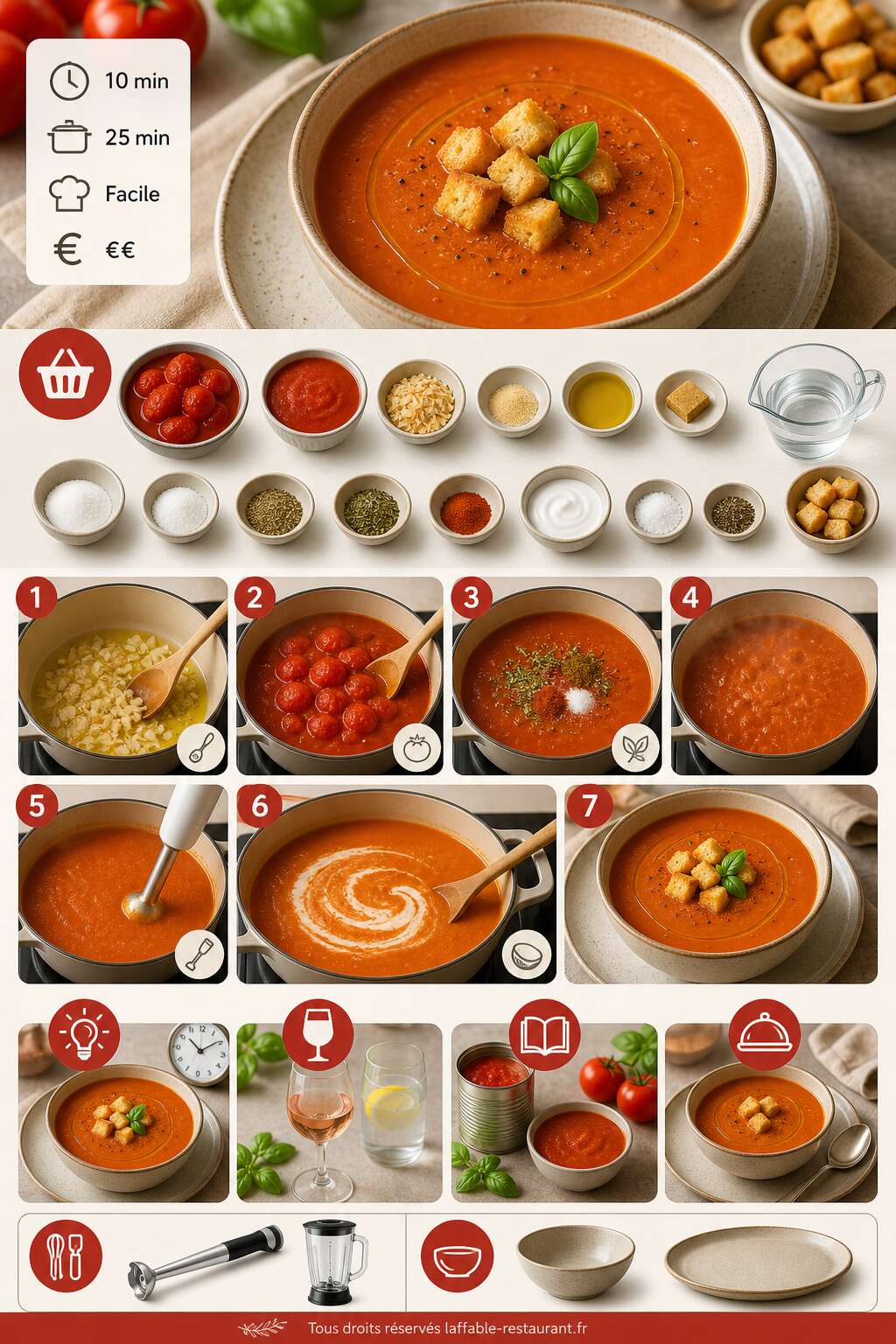 Fiche recette Recette soupe de tomates : saveurs &eacute;t&eacute;