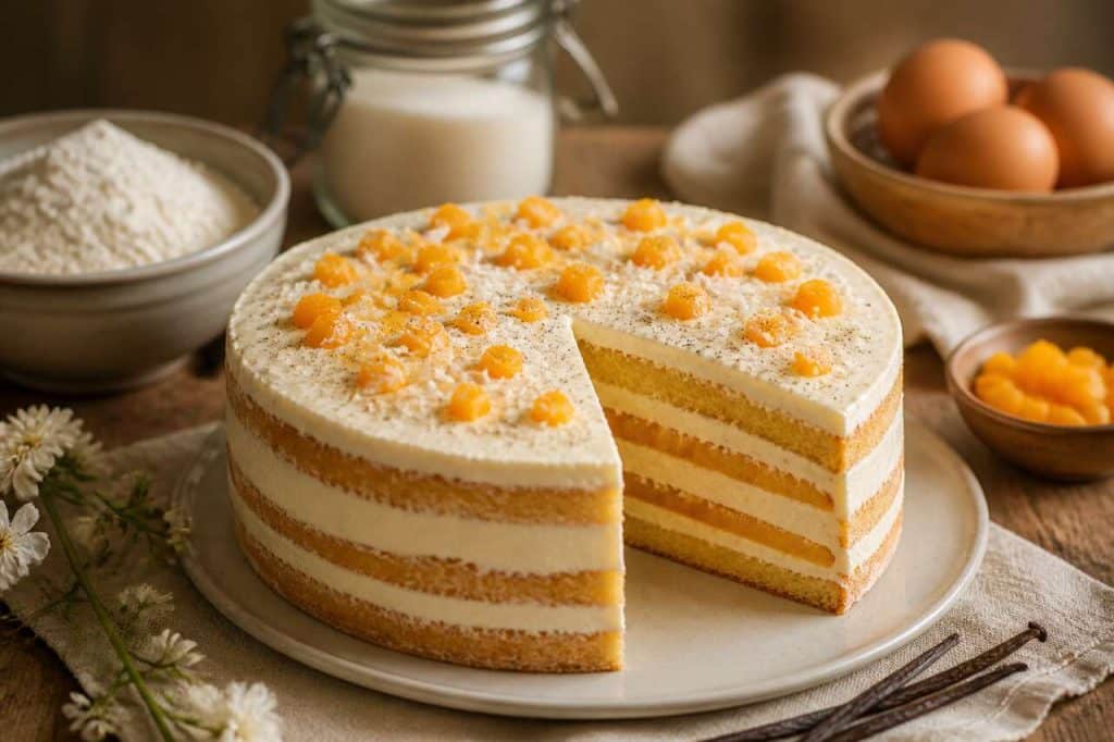 Recette du layer cake vanille et mangue