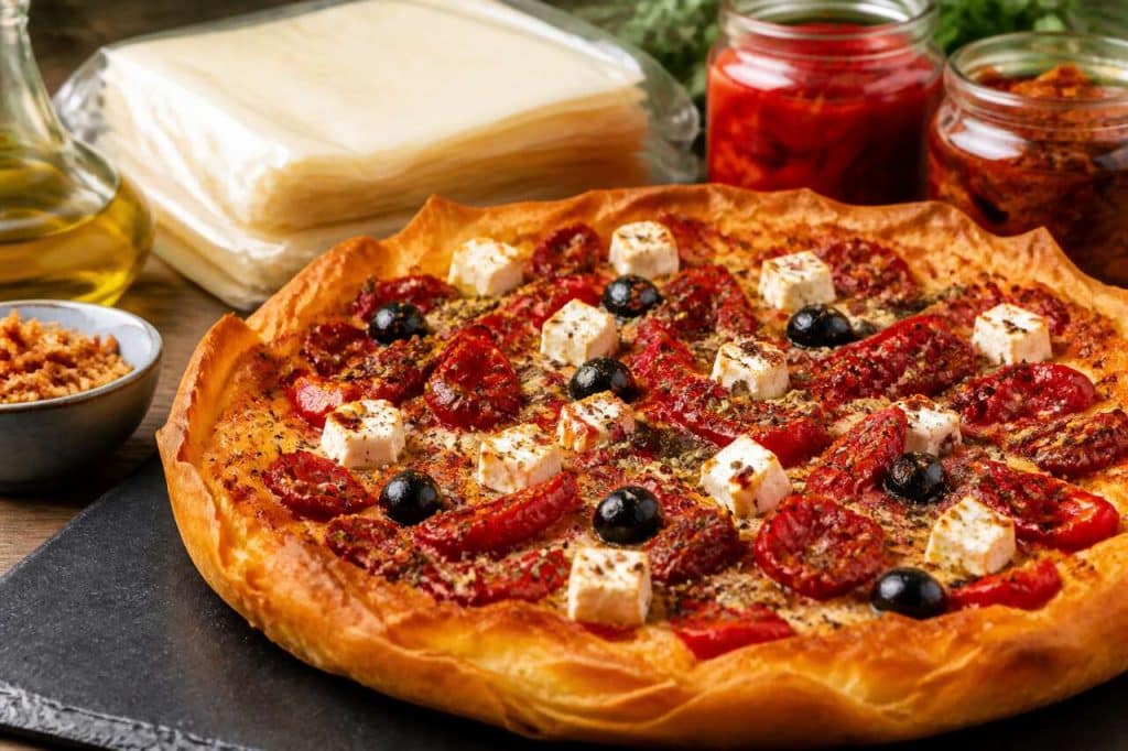 Tarte Brick : poivrons, tomates et Feta