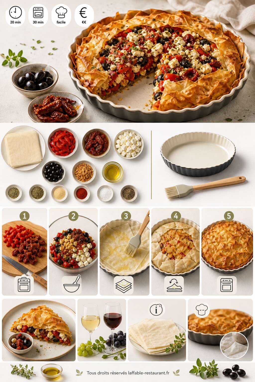Fiche recette Tarte Brick : poivrons, tomates et Feta