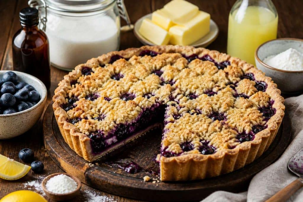 Tarte aux myrtilles et crumble : recette gourmande et facile