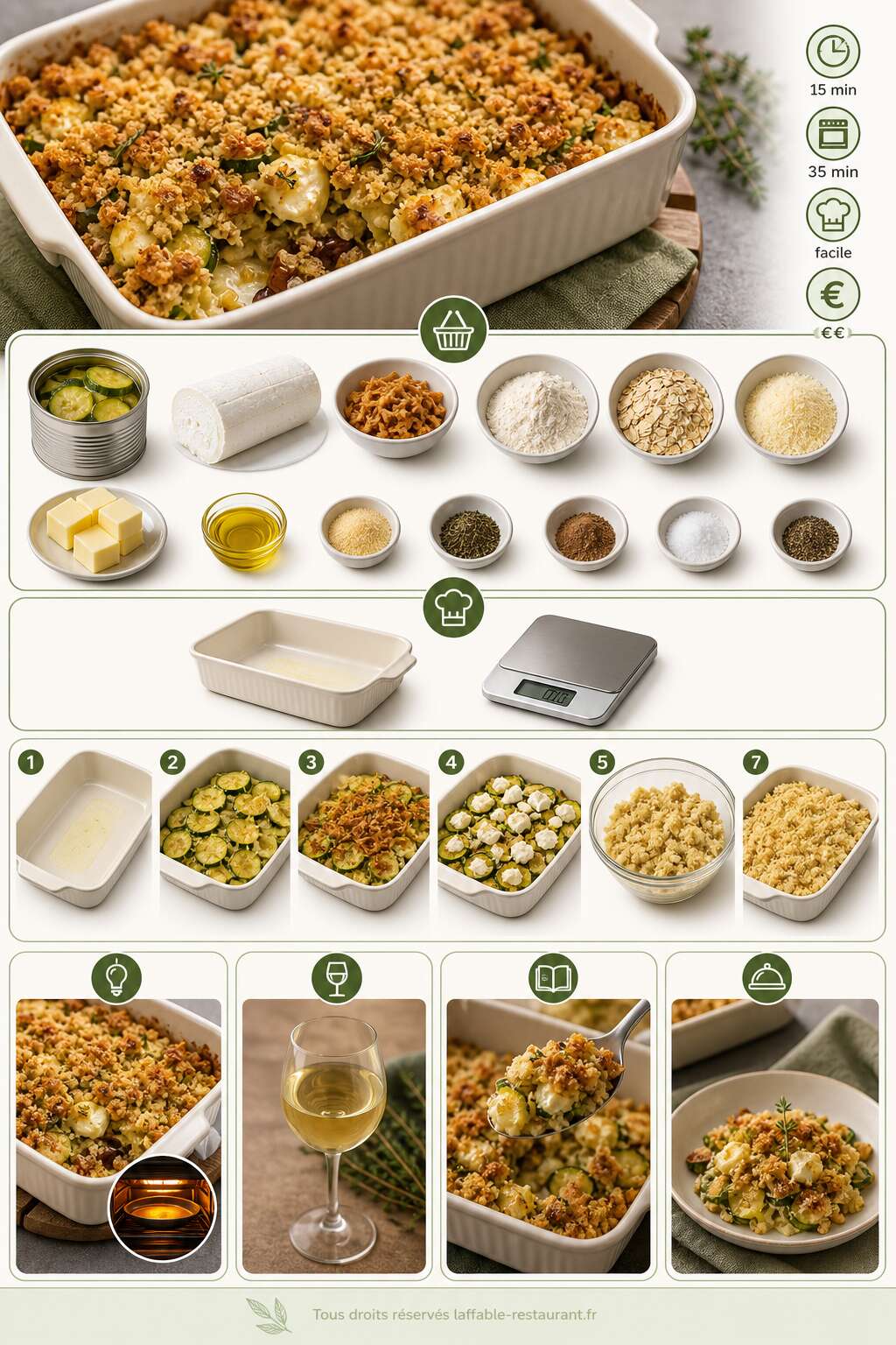 Fiche recette Recette crumble courgettes et ch&egrave;vre