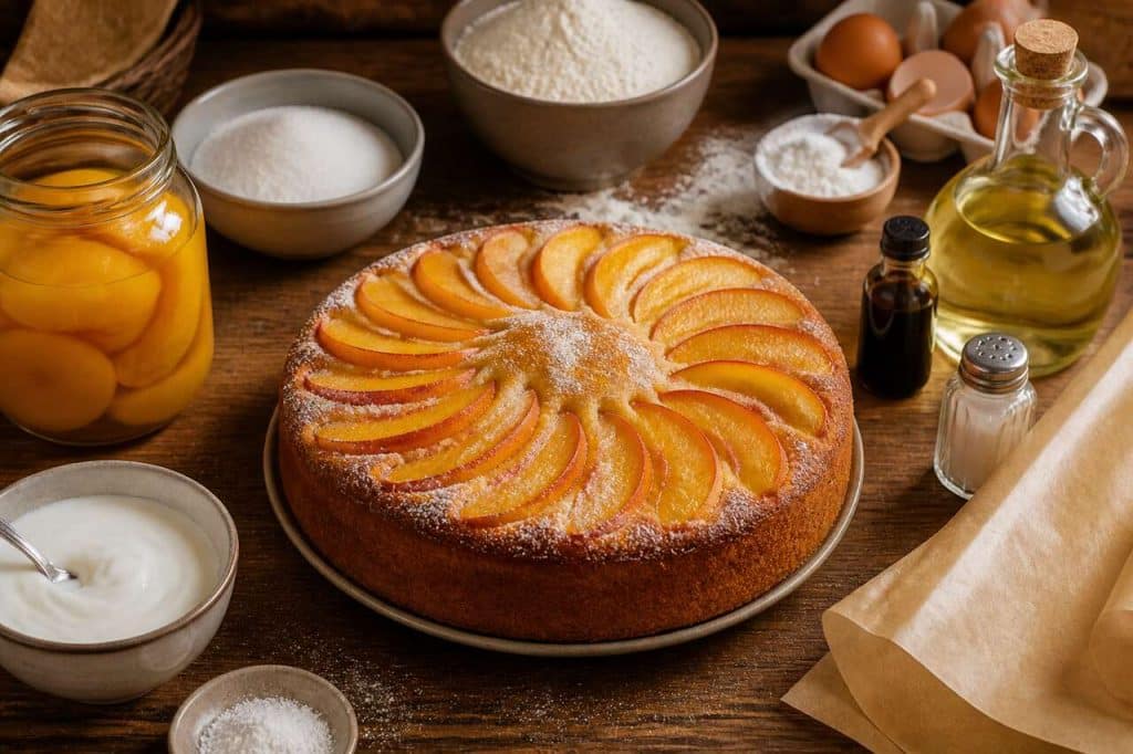 Gâteau au yaourt et pêches : découvrez la recette facile
