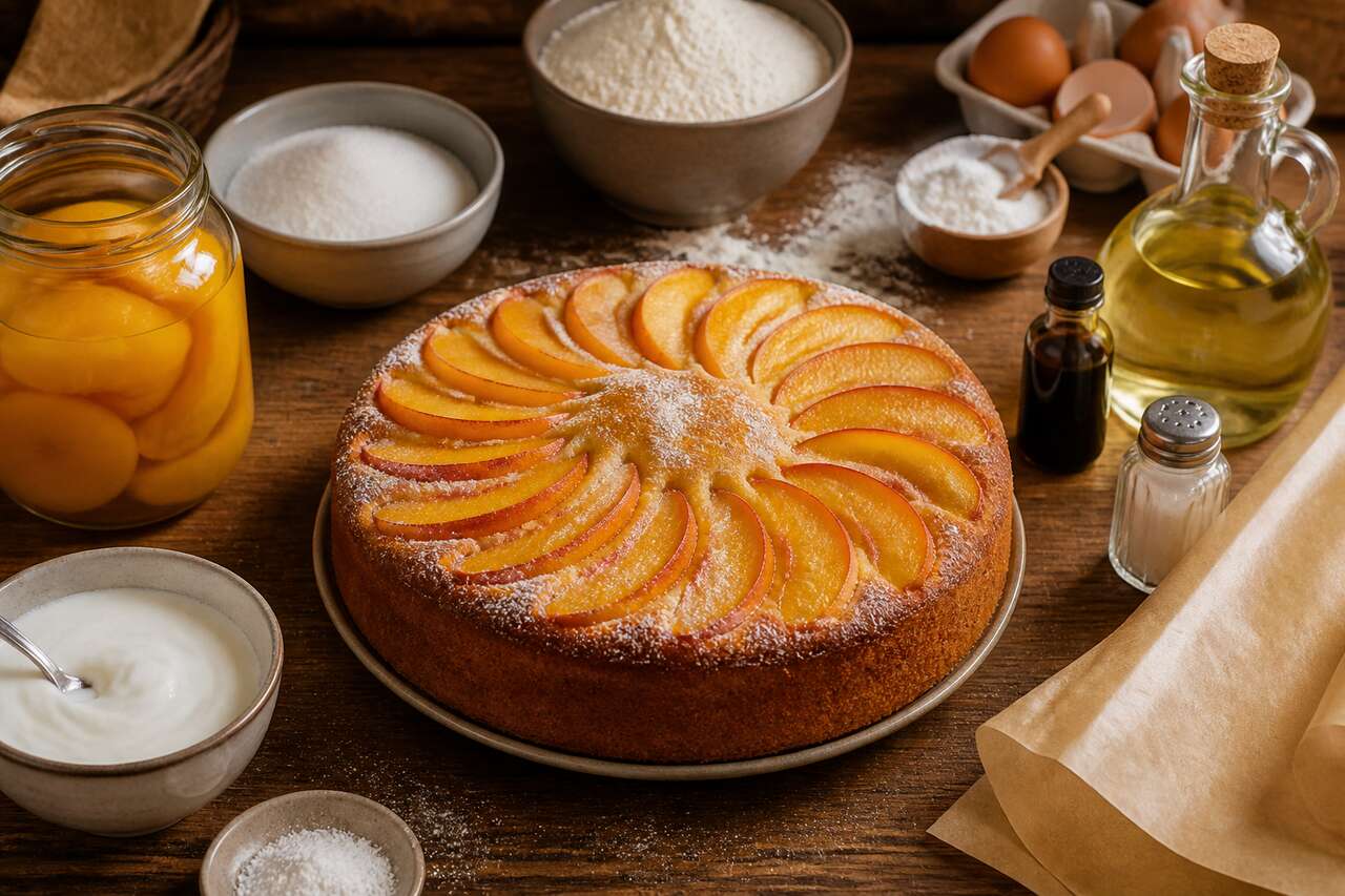 Gâteau au yaourt et pêches : découvrez la recette facile