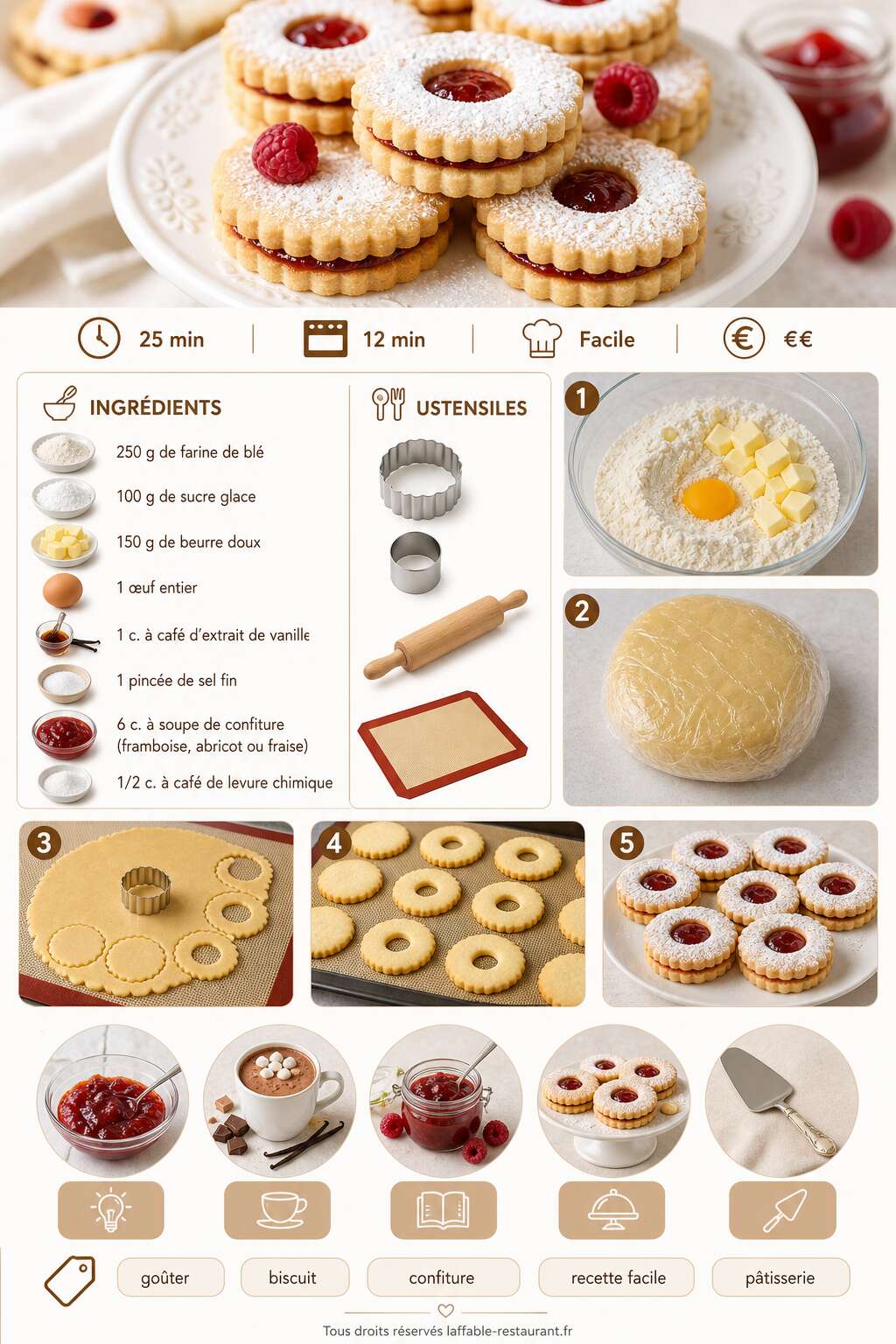 Fiche recette Recette des sablés à la confiture Fiche recette Recette des sablés à la confiture