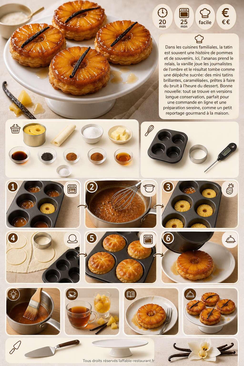 Fiche recette Mini tatin ananas et vanille : recette gourmande Fiche recette Mini tatin ananas et vanille : recette gourmande