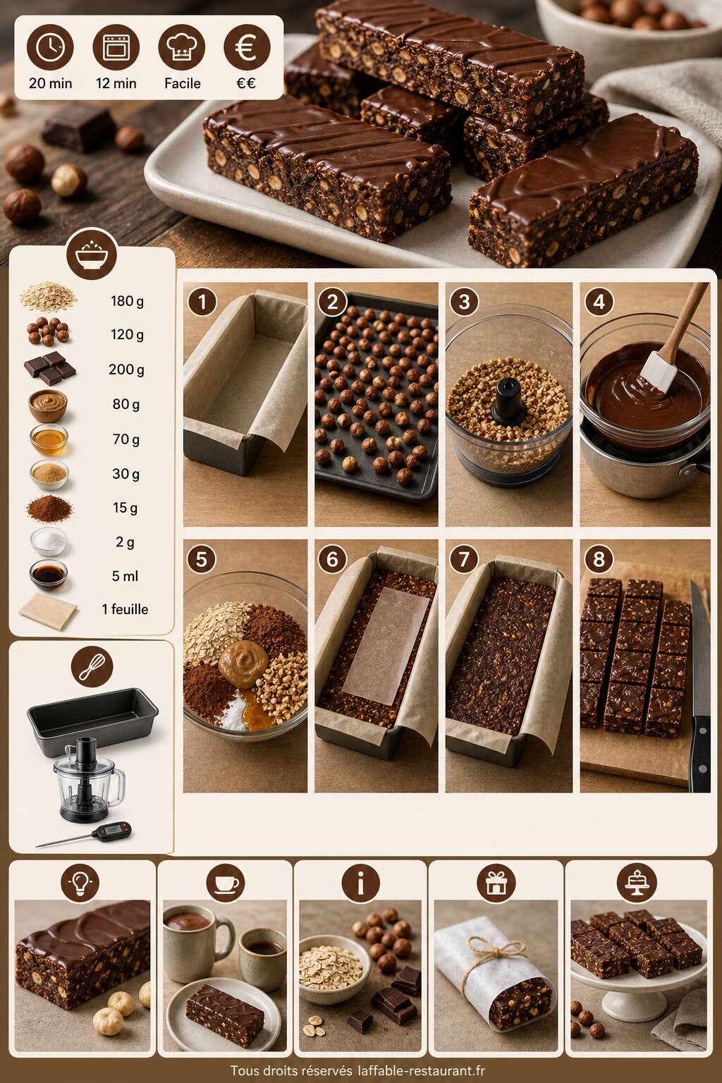 Fiche recette Recette barres choco-noisettes maison Fiche recette Recette barres choco-noisettes maison