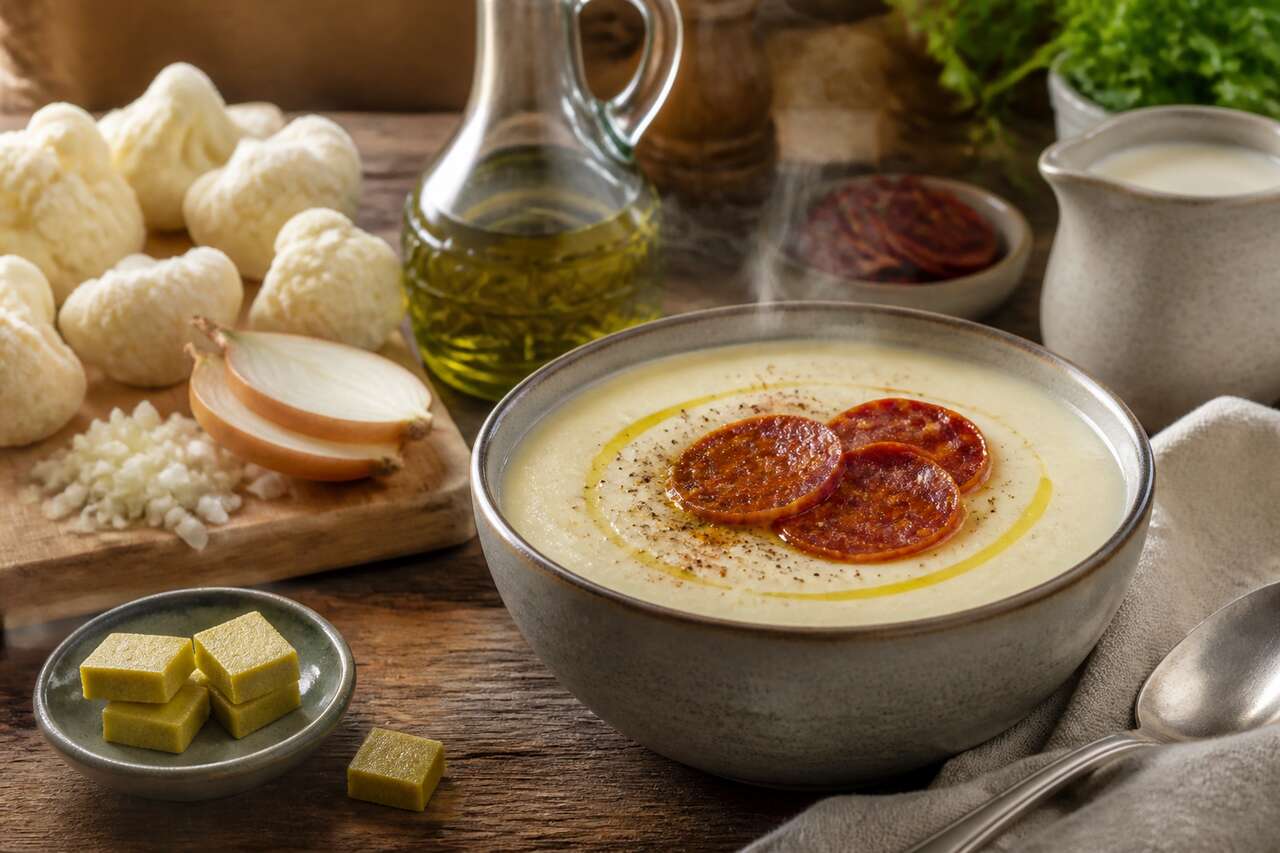 Velouté de chou-fleur au chorizo : recette savoureuse et facile