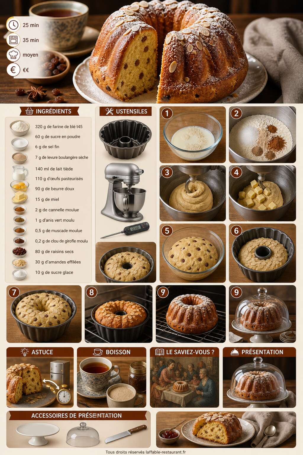 Fiche recette Recette du langhopf alsacien, la brioche aux &eacute;pices traditionnelle
