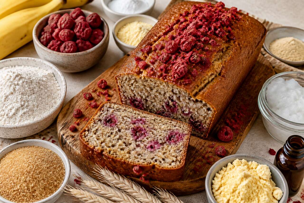 Recette de banana bread aux framboises : délice fruité et moelleux