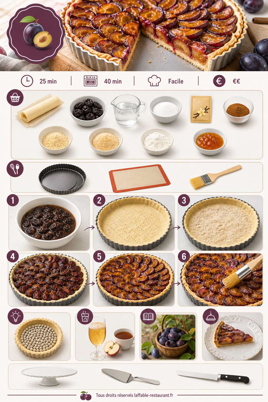 Fiche recette Recette de la tarte alsacienne aux quetsches Fiche recette Recette de la tarte alsacienne aux quetsches