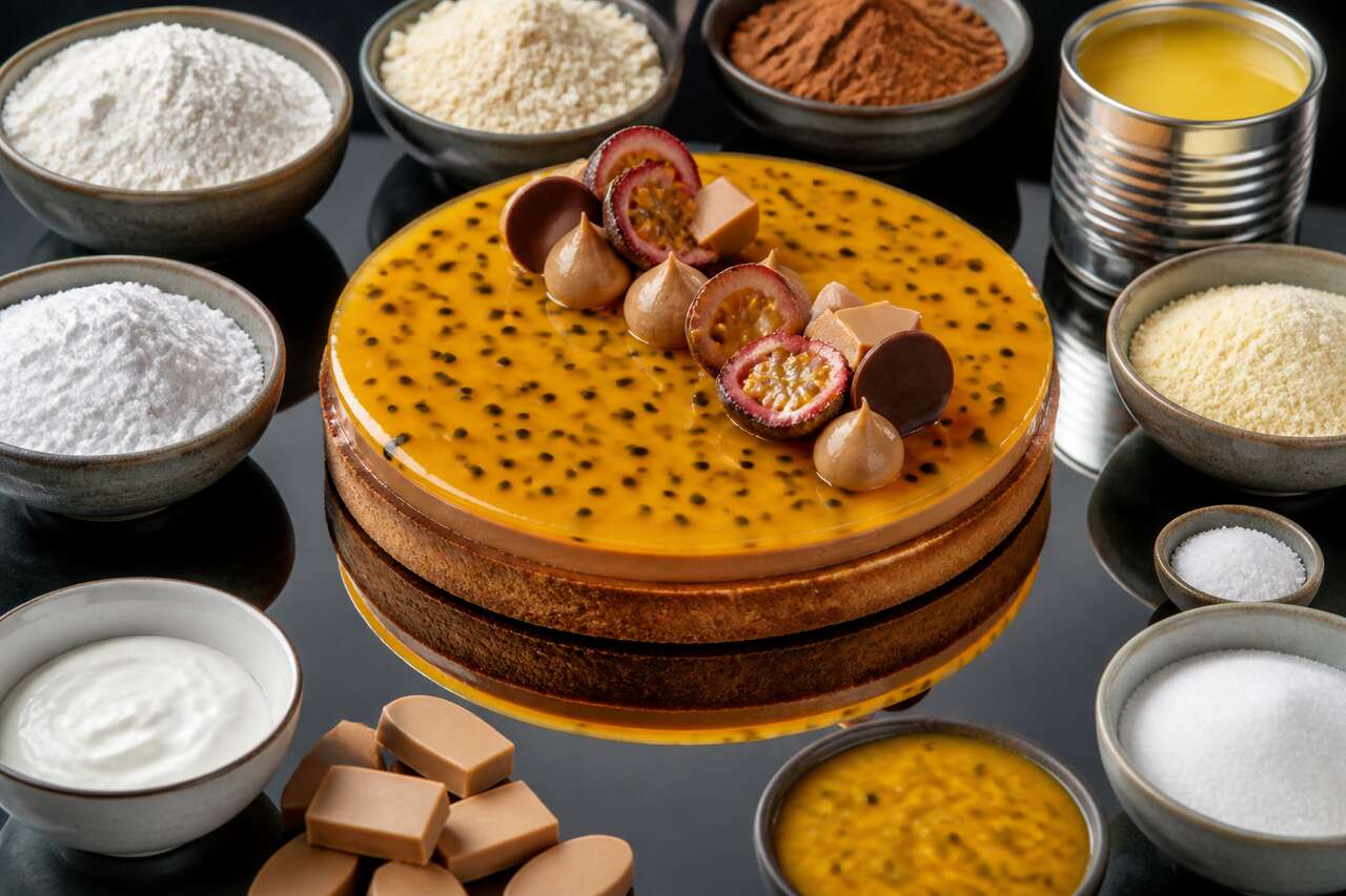 Recette de tarte passion et chocolat Dulcey