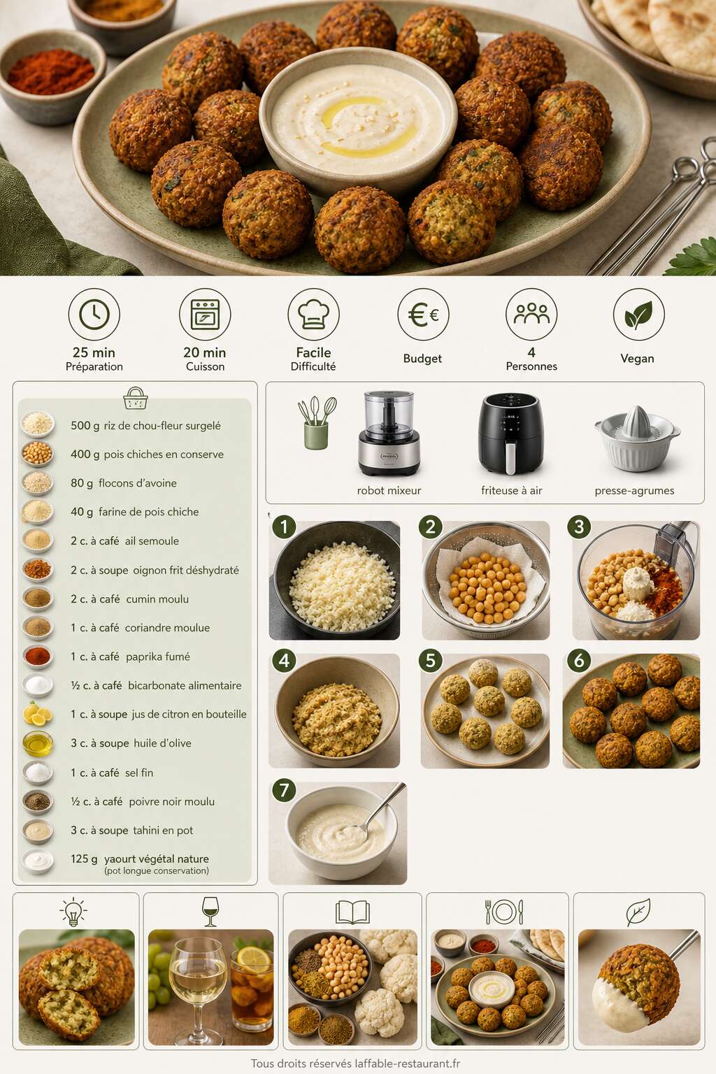 Fiche recette Recette de falafels au chou-fleur : dégustez sainement Fiche recette Recette de falafels au chou-fleur : dégustez sainement