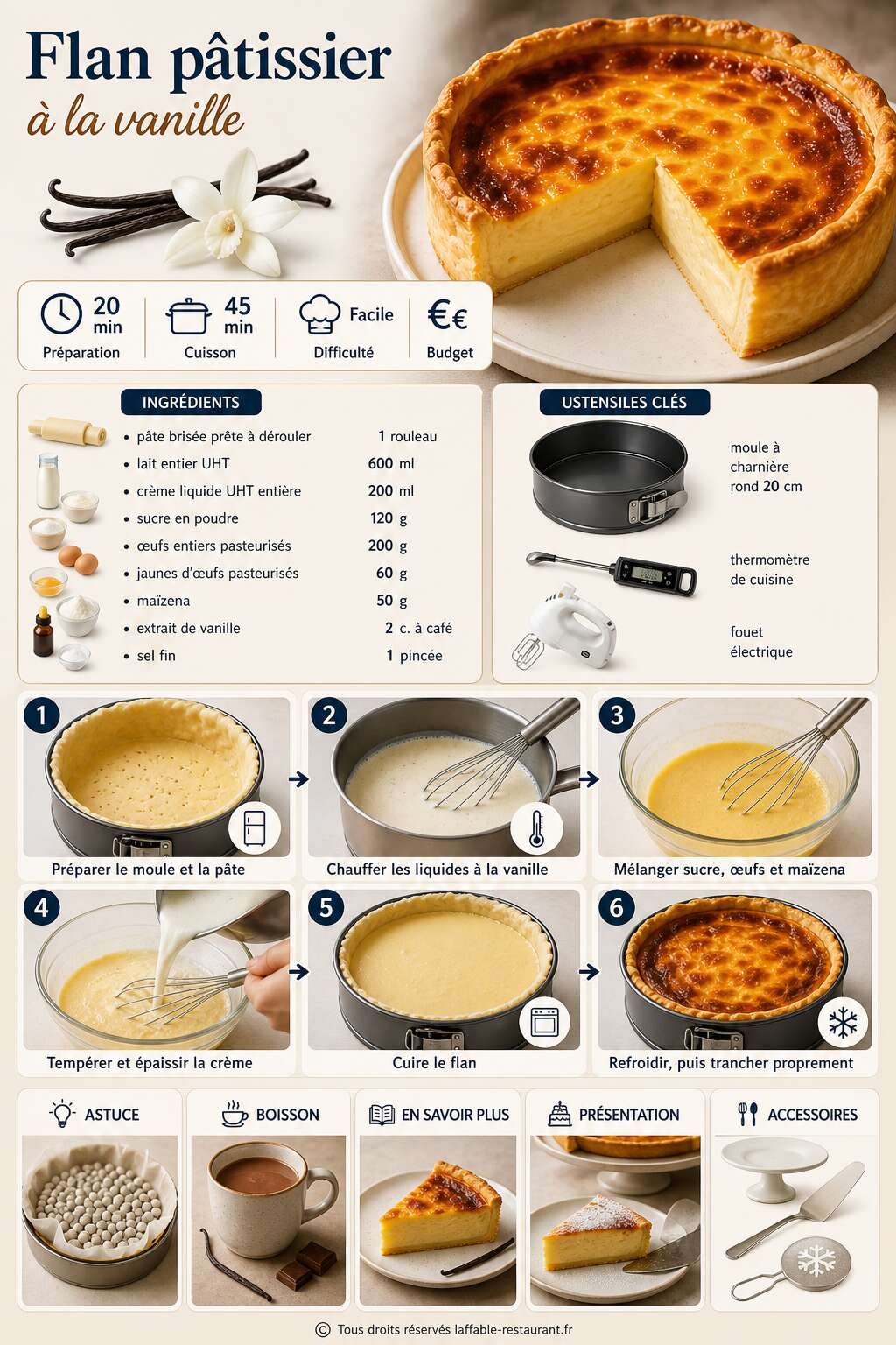 Fiche recette Recette du flan pâtissier à la vanille Fiche recette Recette du flan pâtissier à la vanille