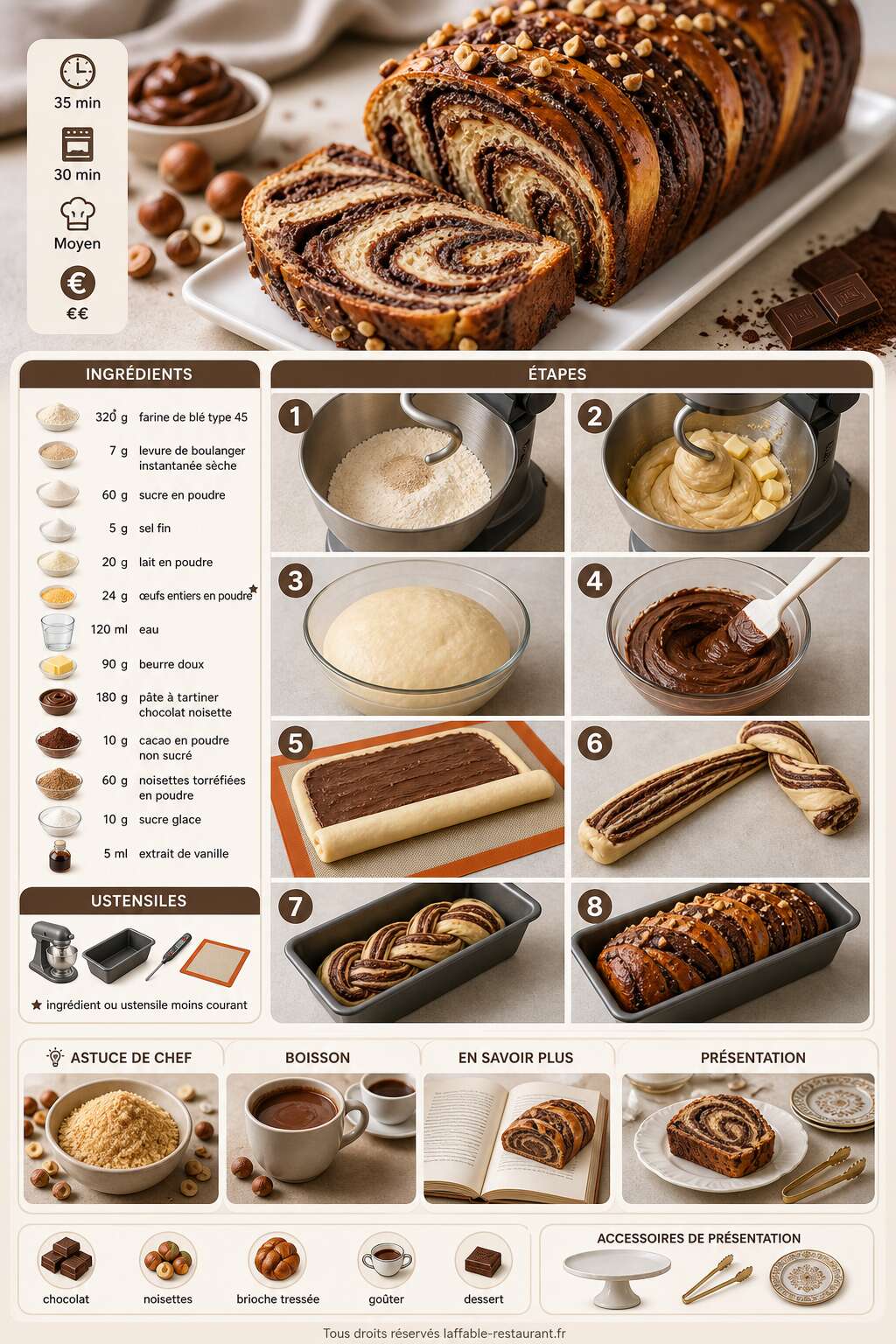 Fiche recette Recette du krantz cake au chocolat et noisettes Fiche recette Recette du krantz cake au chocolat et noisettes