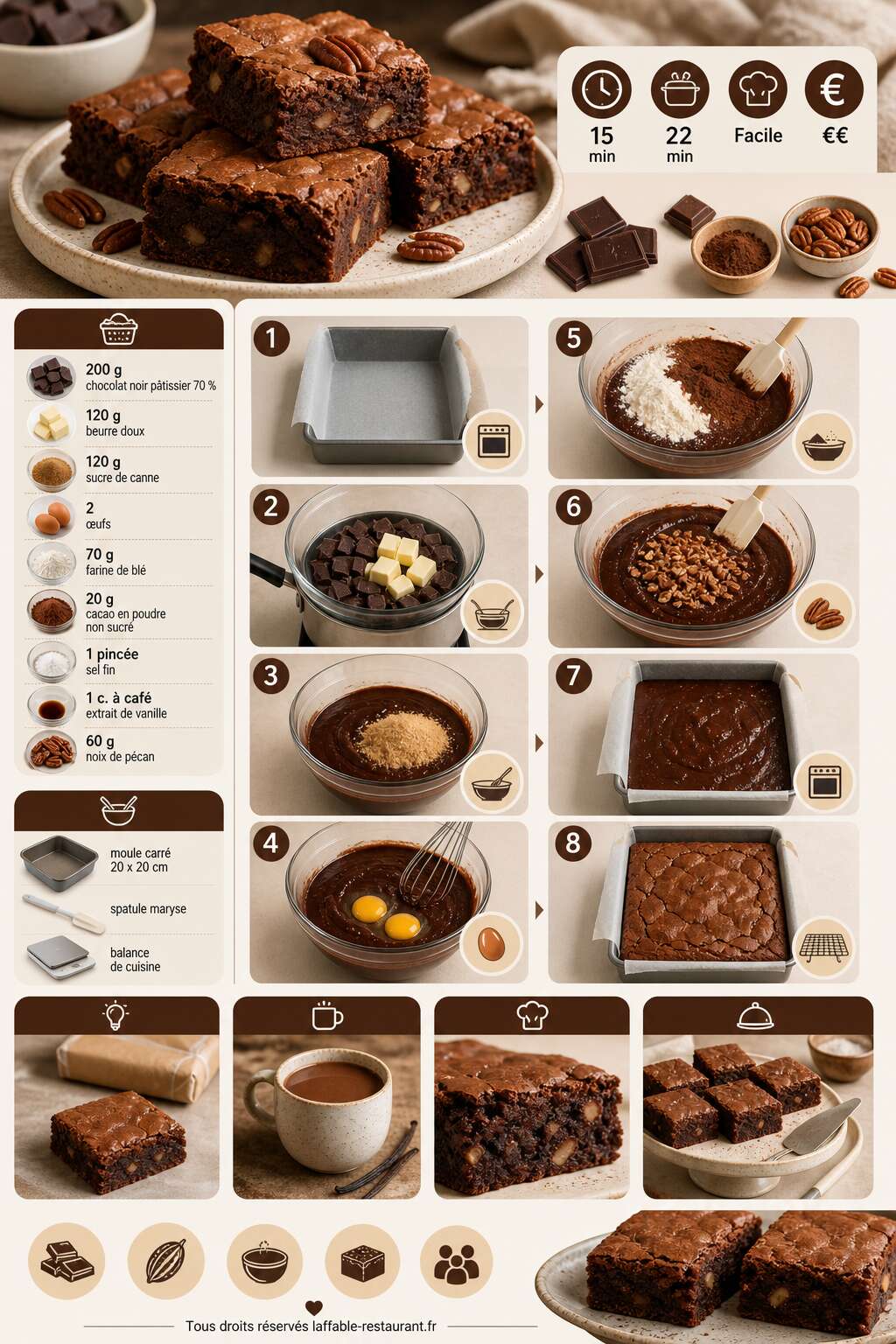 Fiche recette La meilleure recette de brownie au chocolat