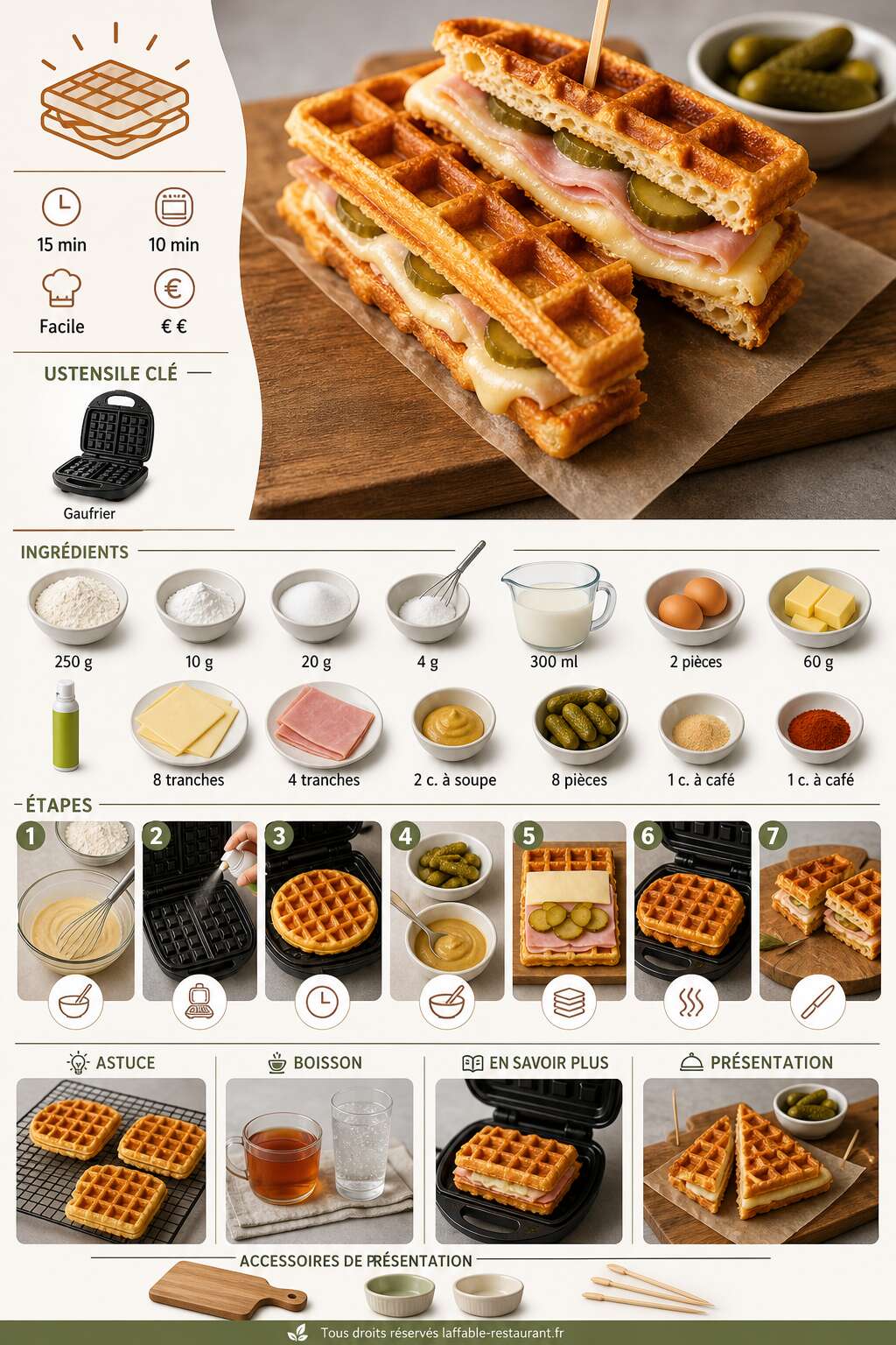 Fiche recette Recette de croques-gaufres : une gourmandise &agrave; tester