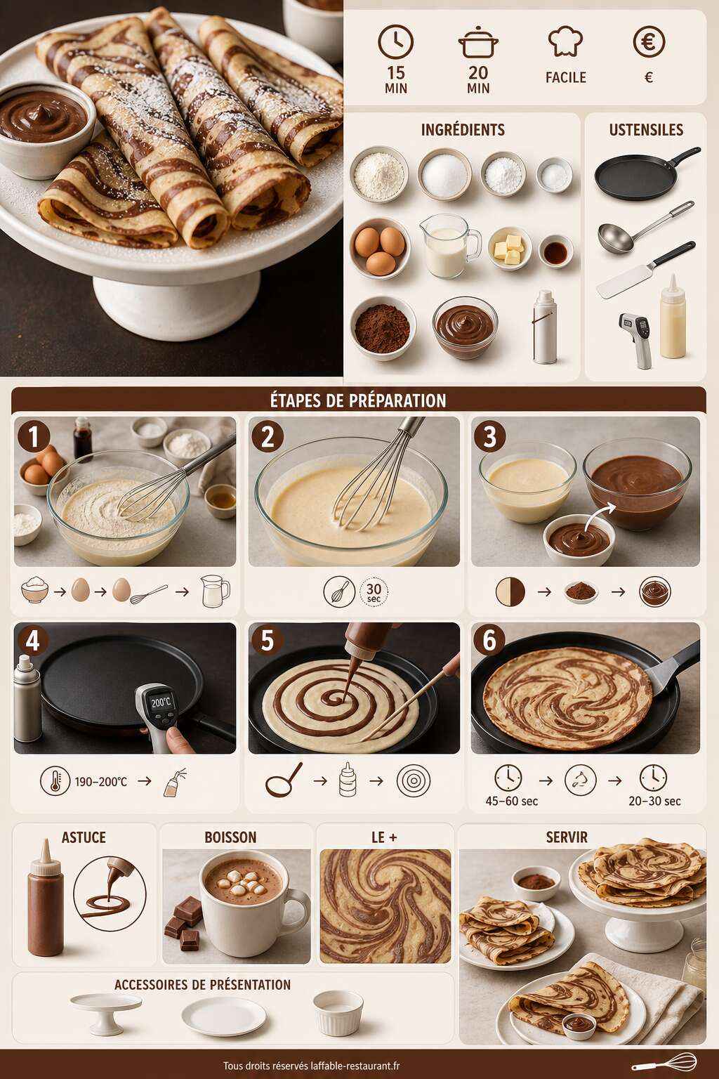 Fiche recette Crêpes marbrées : recette facile et originale Fiche recette Crêpes marbrées : recette facile et originale