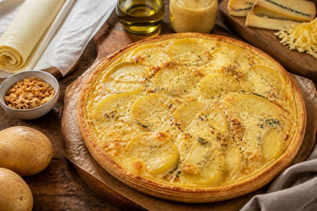 Tarte aux pommes de terre et Morbier : recette délicieuse et facile
