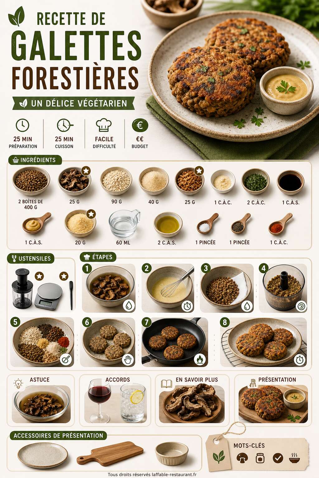 Fiche recette Recette de galettes foresti&egrave;res : un d&eacute;lice v&eacute;g&eacute;tarien