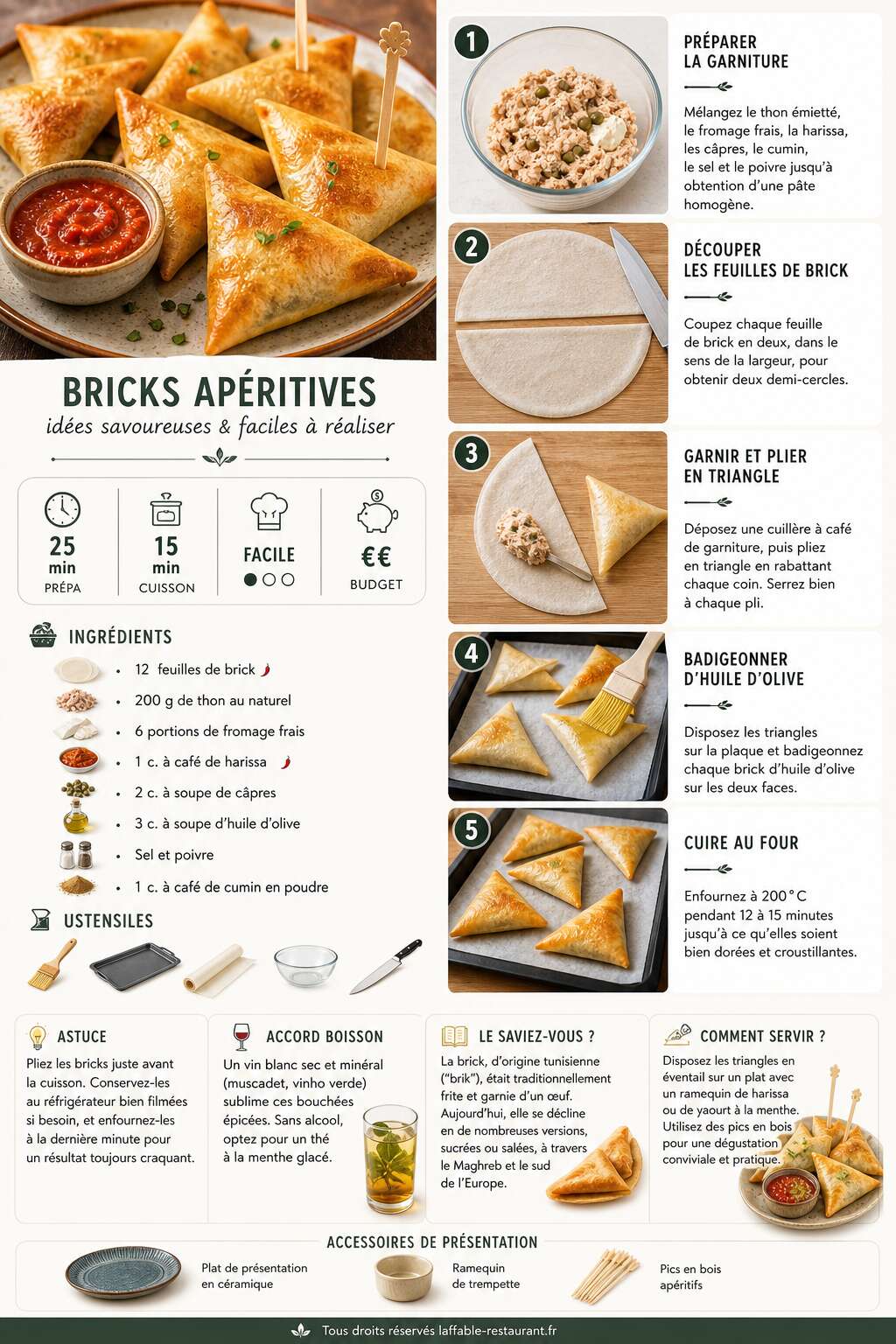 Fiche recette Bricks ap&eacute;ritives : id&eacute;es savoureuses et faciles &agrave; r&eacute;aliser